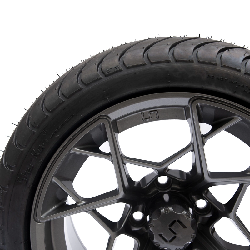 pl145193631-gunmetal_finish_14_inch_golf_cart_wheels_and_tires_225_30_14_101_6_pcd_4x4_bolt_pattern